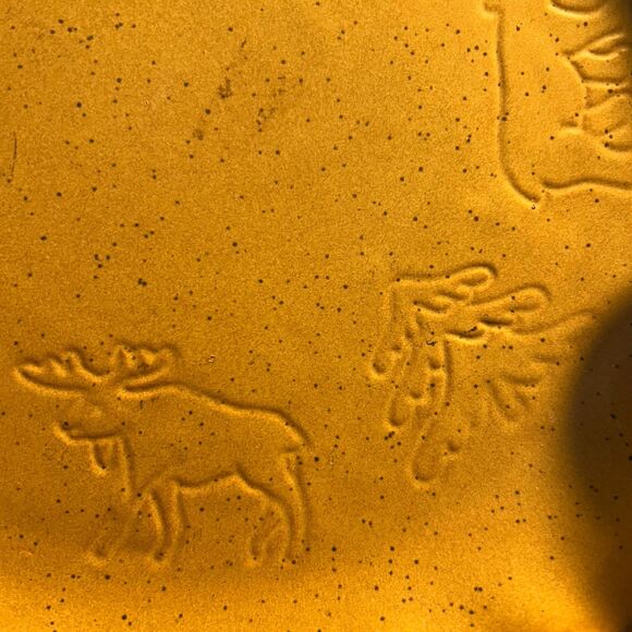 Vintage Gold Yellow Pie Plate Dish Moose Bear (Bjml) - Picture 3 of 6